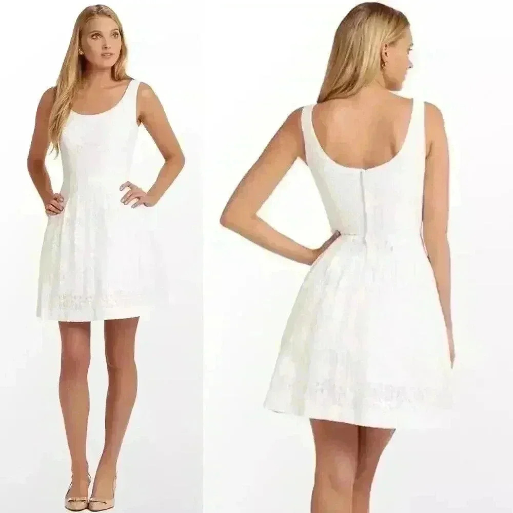 Lilly Pulitzer Resort White Daisy Lane Lace Sleeveless Scoop Neck Mini Dress 0
